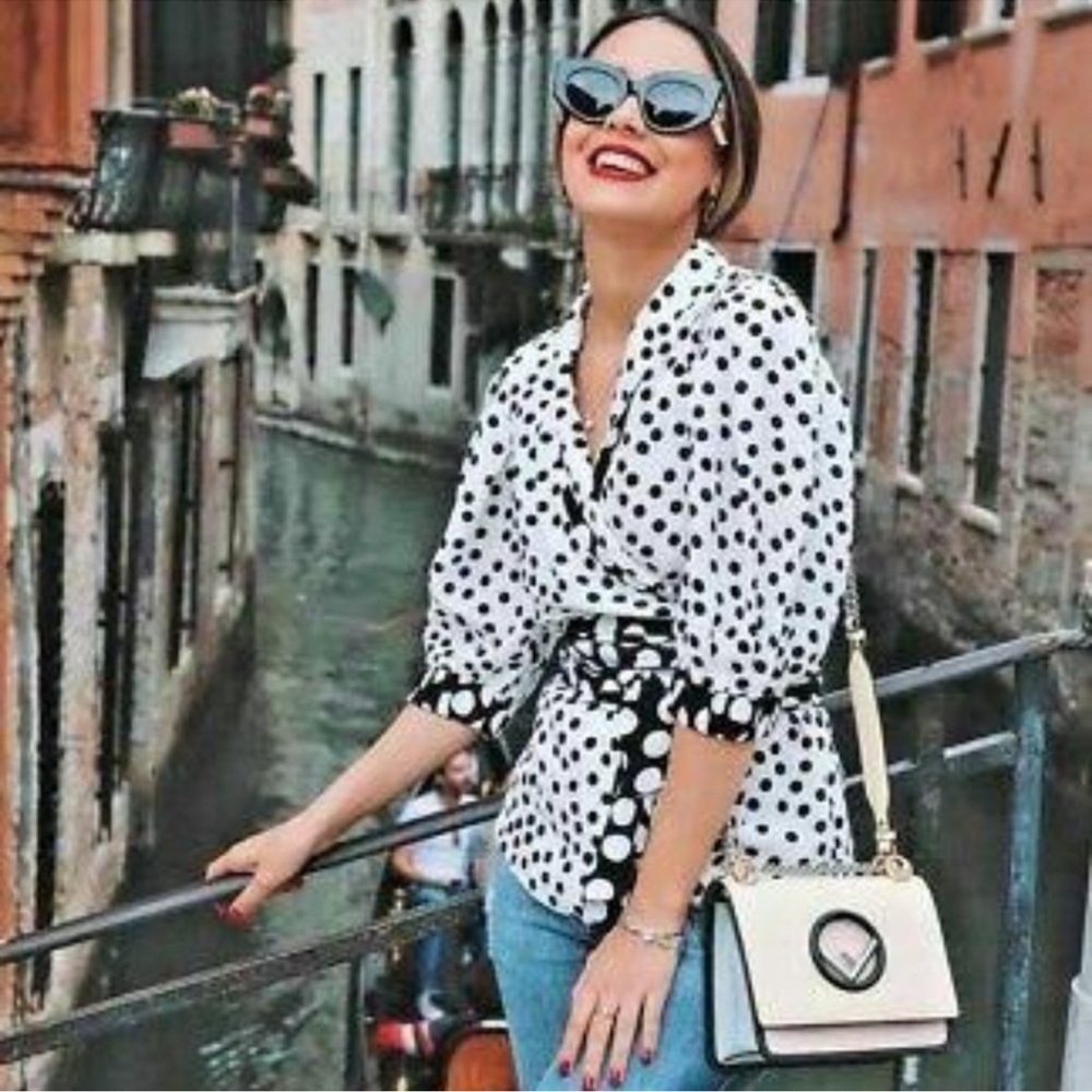 ZARA 100% VISCOSE POLKA DOT WRAP BLOUSE